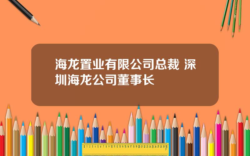 海龙置业有限公司总裁 深圳海龙公司董事长
